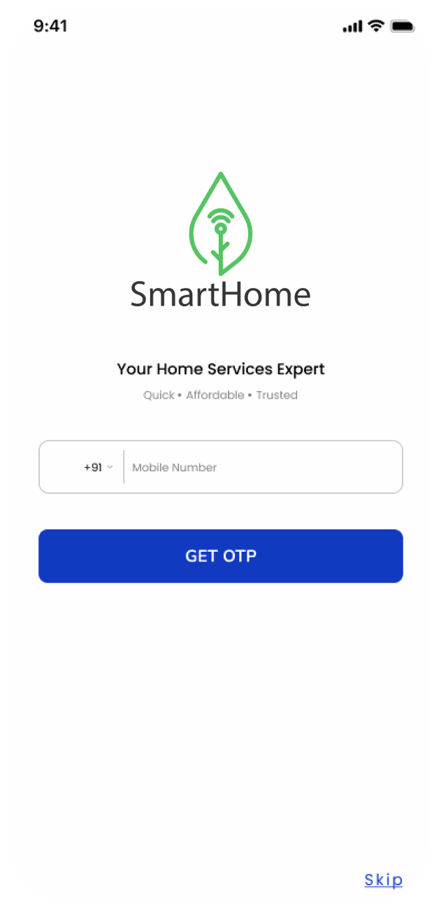 Home Services App Screen