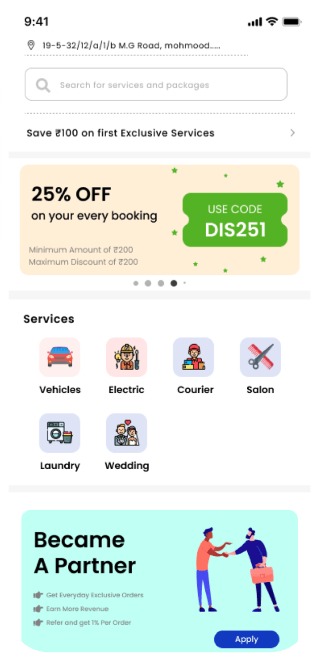 Home Services App Screen