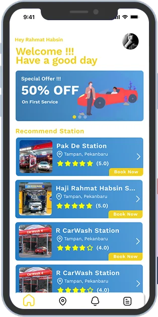 Home Detail Page for Car Wash App Development