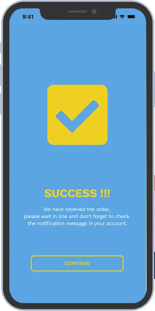 Screen Success Order Page for Car Wash App Development